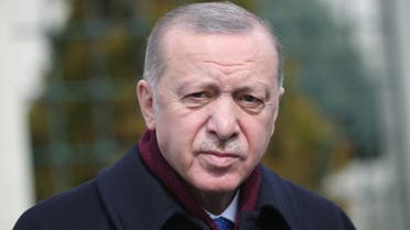 Turkish President Recep Tayyip Erdogan looks on as he addresses the media after the Friday prayers in Istanbul, Turkey March 12, 2021. Presidential Press Office/Handout via REUTERS ATTENTION EDITORS - THIS PICTURE WAS PROVIDED BY A THIRD PARTY. NO RESALES. NO ARCHIVE