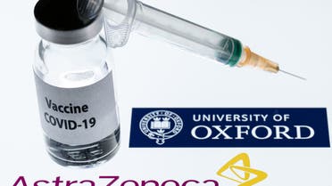In this file photo taken on November 23, 2020 shows an illustration picture of a syringe and a bottle reading Covid-19 Vaccine next to AstraZeneca company and University of Oxford logos. (File photo: AFP)