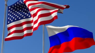 Russia and America flags