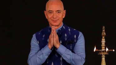  Jeff Bezos, founder of Amazon, attends a company event in New Delhi, India, January 15, 2020. (Reuters)