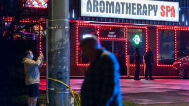 Law enforcement personnel are seen outside a massage parlor where a person was shot and killed on March 16, 2021, in Atlanta, Georgia. (File photo: AFP)