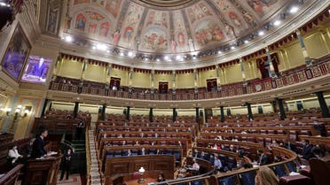 A view of the Spanish parliament building in Madrid, Spain, on Wednesday Oct. 21, 2020. (AP)