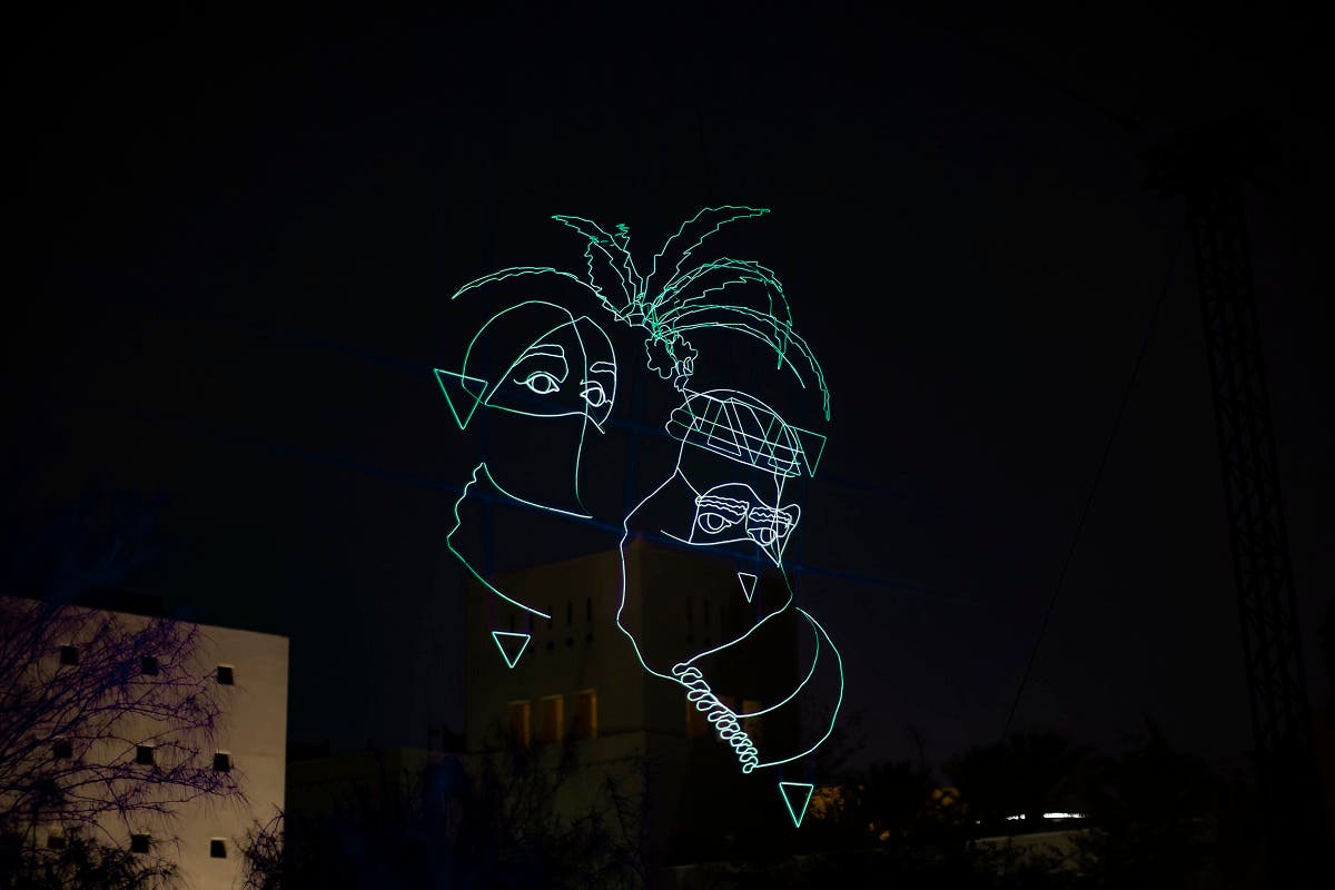 Nocturnal Dialogue by Ralf Westerhof andTalal Al Zeid at the King Abdulaziz Historical Center. (Courtesy: Noor Riyadh)