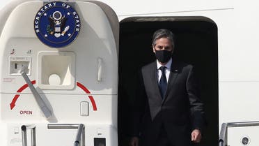 Secretary of State Antony Blinken arrives at Osan Air Base in South Korea March 17, 2021. (Reuters)