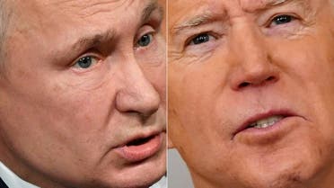 Russian President Vladimir Putin(L) during his annual press conference in Moscow on December 19, 2019, and US President Joe Biden speaking on the anniversary of the start of the Covid-19 pandemic, in the East Room of the White House in Washington, DC on March 11, 2021. US President Joe Biden said he agrees with the assessment that his Russian counterpart Vladimir Putin is a killer. In an interview with ABC News broadcast on March 17, 2021, Biden said Putin would pay a price for trying to undermine his candidacy in the US 2020 election as alleged in a new US intelligence report.Asked if he thought Putin, who is accused of being ruthless with his opponents, is a killer, Biden said, I do. MANDEL NGAN, Alexander NEMENOV / AFP