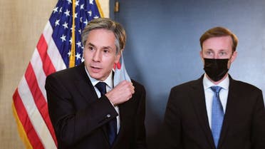 Secretary of State Antony Blinken and NSA Jake Sullivan in Alaska, March 18, 2021. (Reuters)