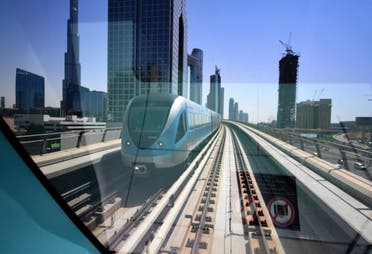 A picture taken on April 26, 2020, shows a partial view of the Gulf city of Dubai from inside the a metro wagon. (File photo: AFP)