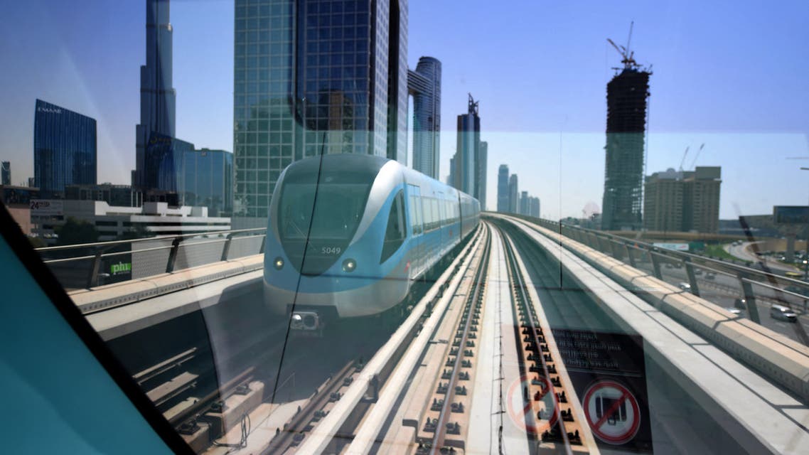 A picture taken on April 26, 2020, shows a partial view of the Gulf city of Dubai from inside the a metro wagon. (File photo: AFP)