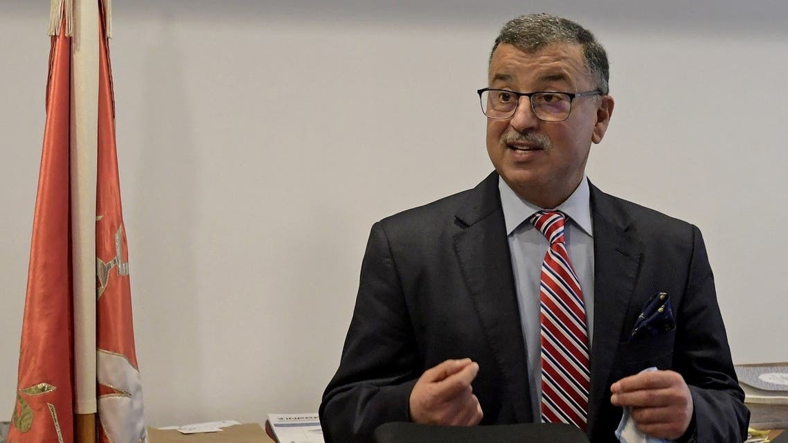 The President of the “General Authority of Resistance fighters, Martyrs and Wounded of the Revolution and of Terrorist Operations,” Abderrazak Kilani, speaks in his office on January 6, 2021 in Tunis. (Fethi Belaid/AFP)