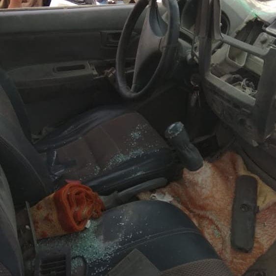 A car's windows are destroyed after an explosion in southeastern Iran. (Supplied)