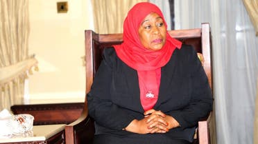Tanzania's new President Samia Suluhu Hassan is seen after taking oath of office following the death of her predecessor at State House in Dar es Salaam, Tanzania, on March 19, 2021. (Reuters)