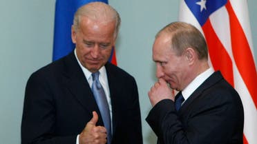 A file photo of then Vice President of the United States Joe Biden, left, gestures as he meets then Russian Prime Minister Vladimir Putin in Moscow, Russia, March 10, 2011.(AP)