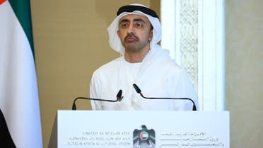 UAE's Foreign Minister Abdullah Bin Zayed Al Nahyan attends a news conference following talks with Russia's Foreign Minister Sergei Lavrov in Abu Dhabi, United Arab Emirates March 9, 2021. Russian Foreign Ministry/Handout via REUTERS ATTENTION EDITORS - THIS IMAGE WAS PROVIDED BY A THIRD PARTY. NO RESALES. NO ARCHIVES. MANDATORY CREDIT.