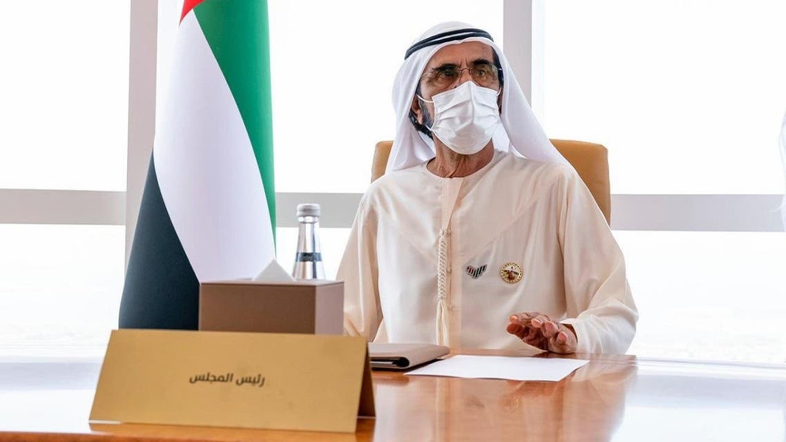 Dubai’s ruler Sheikh Mohammed bin Rashid al-Maktoum during the cabinet meeting on Tuesday, March 23, 2021. (Twitter)
