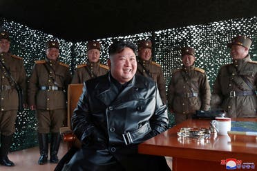 North Korean leader Kim Jong Un observes the firing of suspected missiles in this image released by North Korea's Central News Agency (KCNA) on March 22, 2020. (Reuters) 
