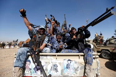 Newly recruited Houthi fighters at a gathering in the capital Sanaa to mobilize more fighters in Yemen. (File Photo: AFP)