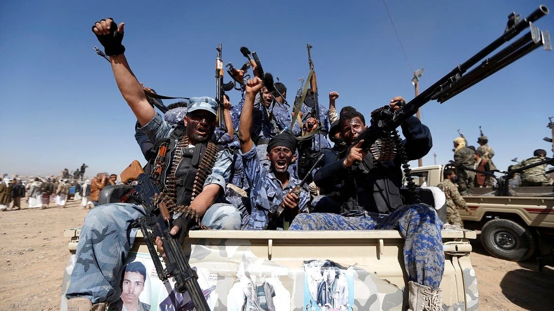 Newly recruited Houthi fighters at a gathering in the capital Sanaa to mobilize more fighters in Yemen. (File Photo: AFP)