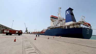 An oil tanker docks at the port of Hodeidah, Yemen Oct. 17, 2019. (Reuters)