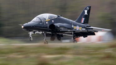 A Royal Air Force Hawk fighter jet similar to the Navy's Hawk T1 that crashed in Cornwall takes part in the close air support (CAS) exercise Serpentex 2016 hosted by France in the Mediterranean island of Corsica, at Solenzara air base, March 17, 2016. (Reuters)