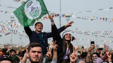 Supporters of pro-Kurdish Peoples' Democratic Party (HDP) gather to celebrate Newroz, which marks the arrival of spring, in Diyarbakir, Turkey March 21, 2021. REUTERS/Sertac Kayar