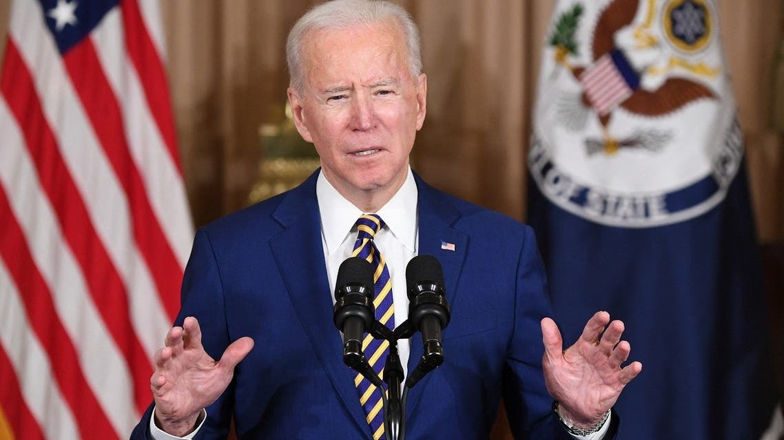 US President Joe Biden speaks about foreign policy at the State Department, on February 4, 2021. (AFP)