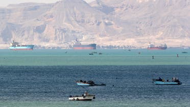 Ships are seen at the entrance of Suez Canal, which was blocked by stranded container ship Ever Given that ran aground. (Reuters)