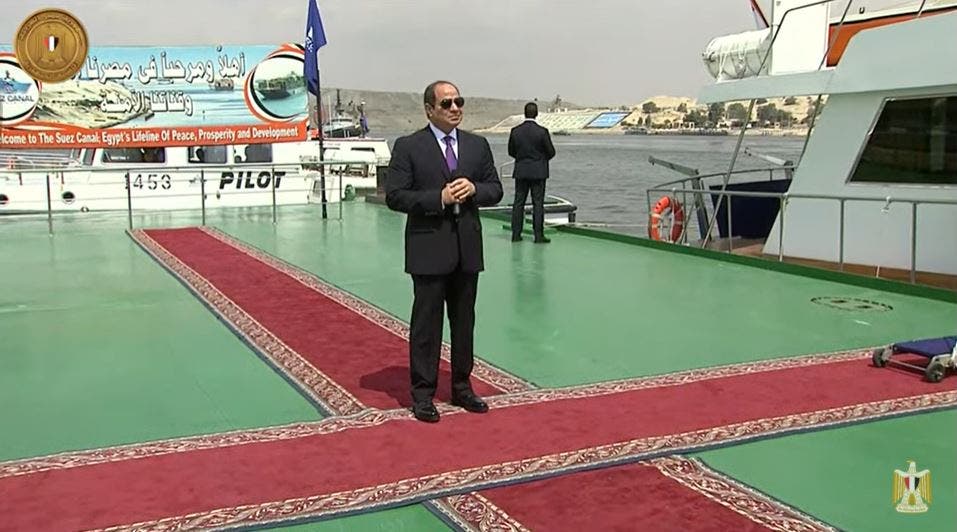 Sisi inspecting the Suez Canal facilities