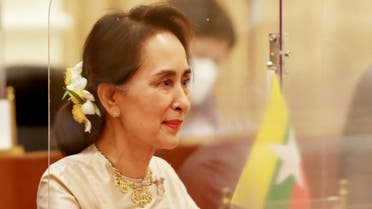 Myanmar's State Counsellor Aung San Suu Kyi attends a meeting with Yang Jiechi, a member of the Political Bureau of the Communist Party of China's (CPC) Central Committee, at the Presidential House in Naypyidaw on September 1, 2020.