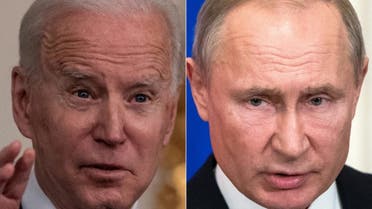 This combination of pictures created on March 17, 2021 shows US President Joe Biden (L) , and Russian President Vladimir Putin (R). (AFP)