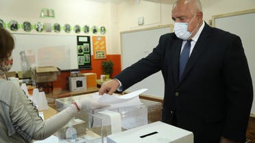 Bulgarian Prime Minister Boyko Borissov casts his ballot during parliamentary elections in Sofia, Bulgaria, April 4, 2021. (Reuters)