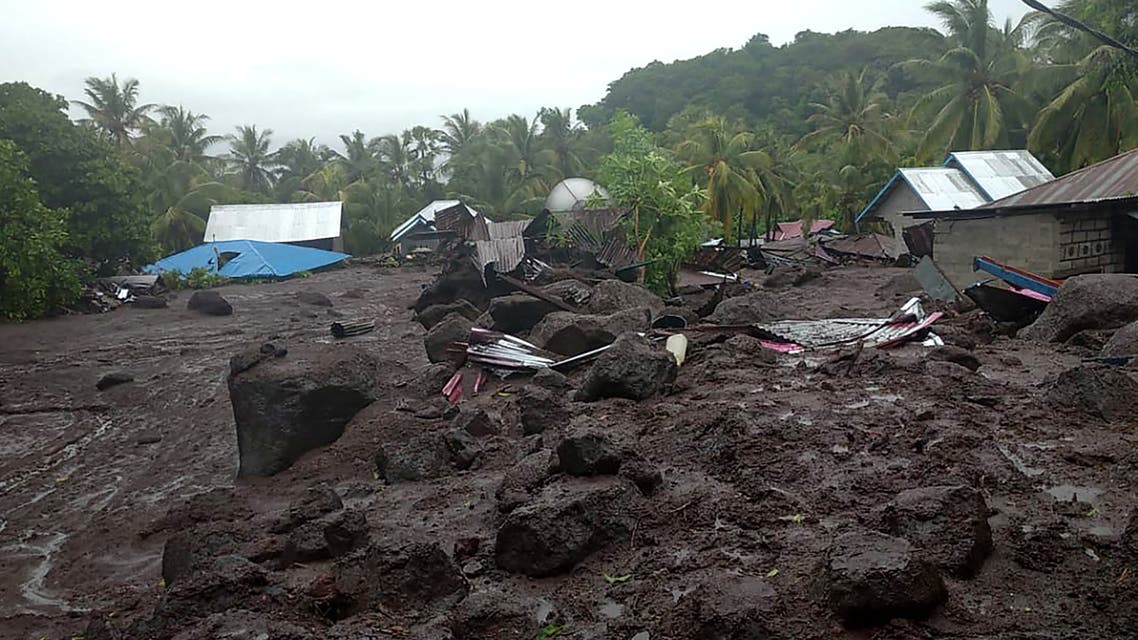 The aftermath of a flash flood in the village of Lamanele on East Flores, where at least 23 people were killed and two missing after early morning flash floods. (AFP)