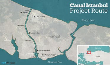 رسم توضيحي يظهر مشروع قناة اسطنبول