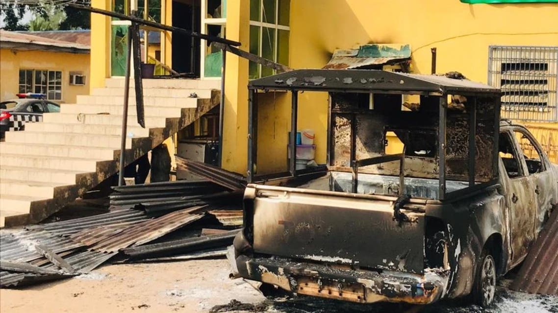 A photograph of the attacked jail in Nigeria's Imo State. (@govofimostate via Twitter)
