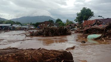 Damaged houses are seen at an area affected by flash floods after heavy rains in East Flores, East Nusa Tenggara province, Indonesia April 4, 2021 in this photo distributed by Antara Foto. (Reuters)
