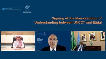 Saudi Arabia’s Global Center for Combating Extremist Ideology (Etidal) and the United Nations Counter-Terrorism Center (UNCCT) sign an MoU to “strengthen cooperation in preventing and countering terrorism and violent extremism as and when conducive to terrorism.” (Via @etidalorg Twitter)