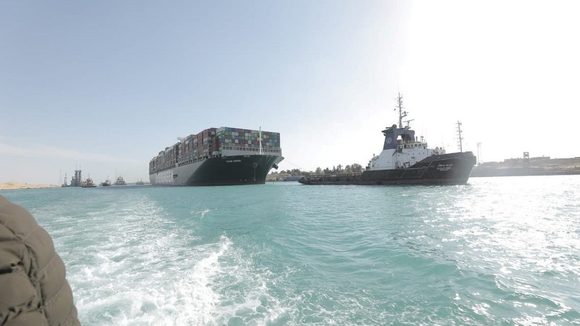 Ship Ever Given, one of the world's largest container ships, is seen after it was fully floated in Suez Canal, Egypt March 29, 2021. (Reuters)
