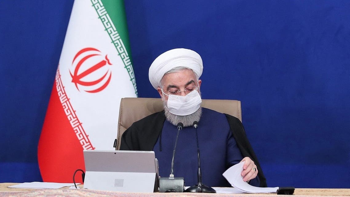 A handout picture provided by the Iranian presidency on April 7, 2021 shows President Hassan Rouhani attending a cabinet meeting in the capital Tehran. (Iranian Presidency/AFP)