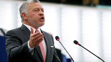 King of Jordan Abdullah II addresses the European Parliament in Strasbourg, France Jan.15, 2020. (Reuters)