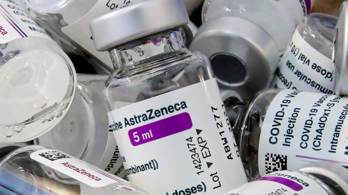 FILE PHOTO: Vials of Oxford/AstraZeneca's COVID-19 vaccine are pictured at a vaccination centre in Bierset, Belgium March 17, 2021. REUTERS/Yves Herman/File Photo