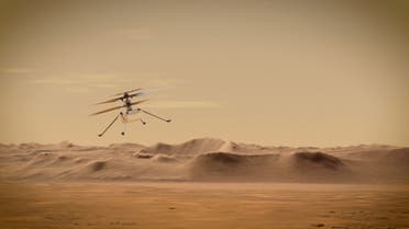 Ingenuity Mars Helicopter flies over Mars in an undated illustration provided by Jet Propulsion Laboratory in Pasadena, California. (NASA/JPL-Caltech/Handout via Reuters)