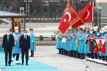 الدبيبة وأردوغان في أنقرة (12 أبريل 2021- فرانس برس)