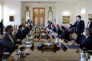 Iran's Foreign Minister Mohammad Javad Zarif takes part in a meeting with Russia's Foreign Minister Sergey Lavrov in Tehran, Iran. (Reuters)