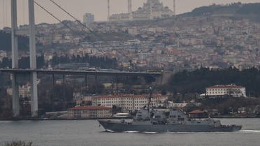 U.S. Navy guided-missile destroyer USS Thomas Hudner (DDG-116) sails in the Bosphorus, on its way to the Black Sea, in Istanbul, Turkey March 20, 2021. REUTERS/Murad Sezer