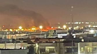 مشاهد تظهر اندلاع النيران في مطار أربيل بعد استهدافه بمسيّرة مفخخة