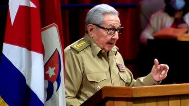 Picture released by Cuban News Agency (ACN) of Cuban First Secretary of the Communist Party Raul Castro speaking during the opening session of the 8th Congress of the Cuban Communist Party at the Convention Palace in Havana, on April 16, 2021. (AFP)