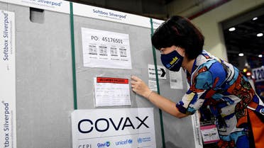 A Health Ministry official checks documents on a container carrying the first shipment of the AstraZeneca/Oxford Covid-19 coronavirus vaccine doses, as part of the UN global Covax programme, as it arrives at the Noi Bai International Airport Cargo terminal in Hanoi on April 1, 2021. (File photo: AFP)