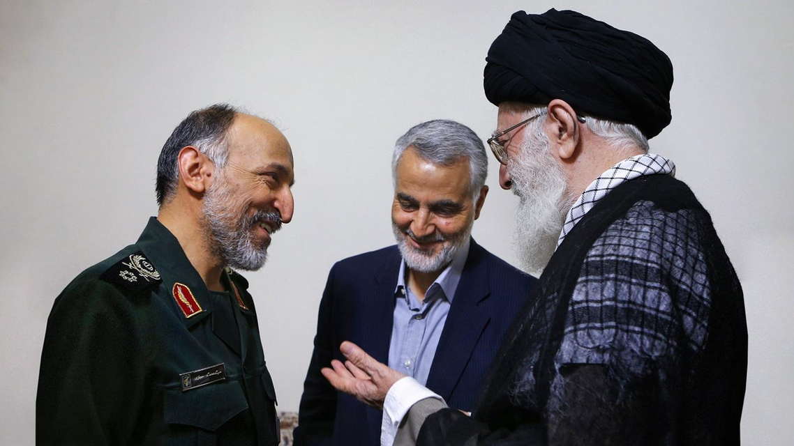 (L-R) Mohammad Hejazi, Qassem Soleimani, and Ali Khamenei in an undated photo. (Source: Khamenei.ir)