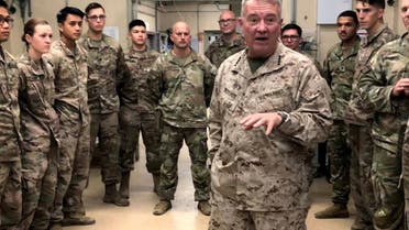 Gen. Kenneth McKenzie, head of US Central Command, speaks with US troops in Jalalabad, Afghanistan, Sep. 9, 2019. (Reuters)