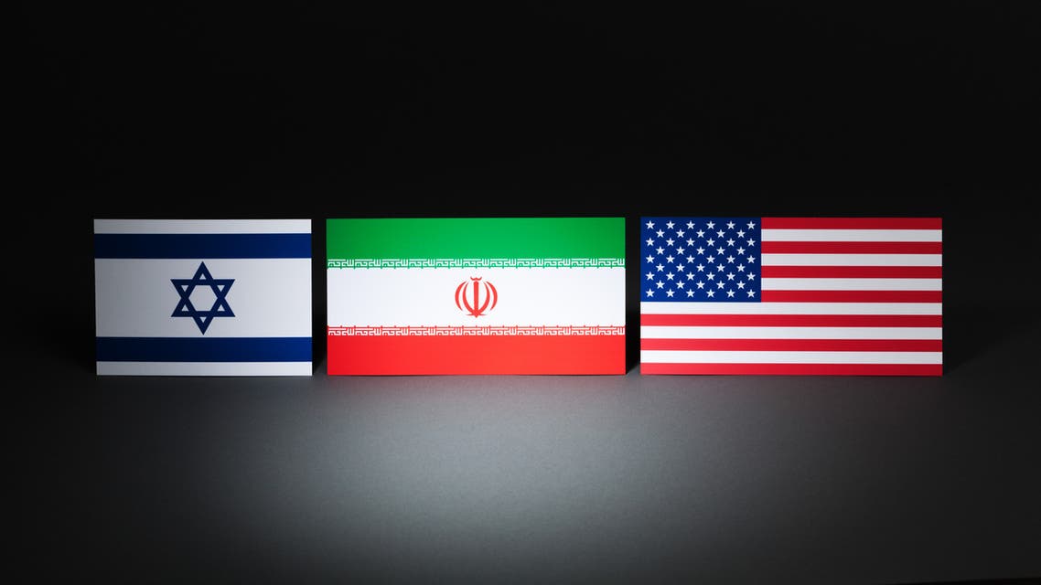 Israel, Iran and USA at Center Stage Under Spotlight stock photo
