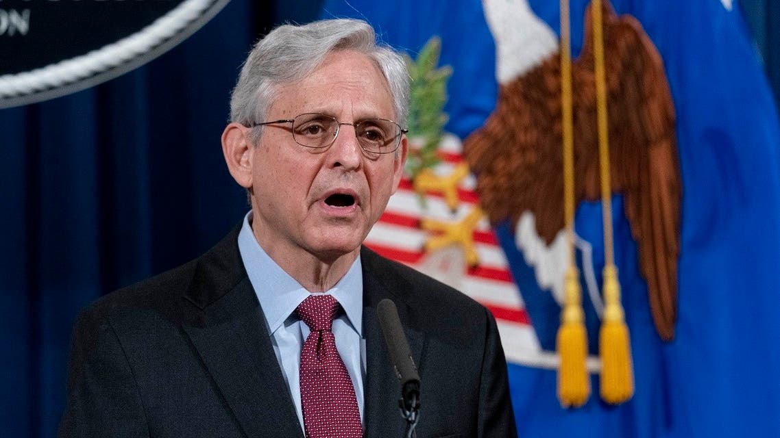 US Attorney General Merrick Garland speaks at the Department of Justice, April 21, 2021. (AFP)